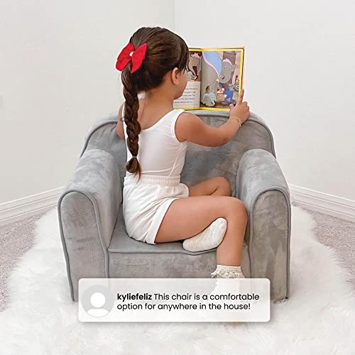 Image of Delta Children Cozee Chair for Kids for Ages 18 Months and Up, Grey Mink Velvet