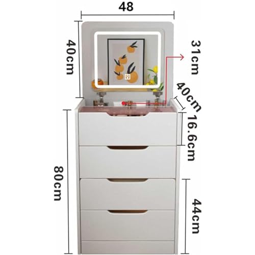 Mesa de maquillaje LED con cajones y taburete para dormitorio 6