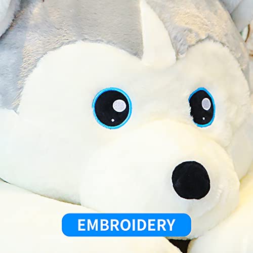 Dalmao 39.3 Inch Dog Wolf Stuffed Animals, Cuddly Husky Dog Plush Toys Puppy, Soft Plushies Large Kawaii Pillow, Big Plush Toy, Christmas, Birthday Party, For Kids, Pets,Girls #TOP6
