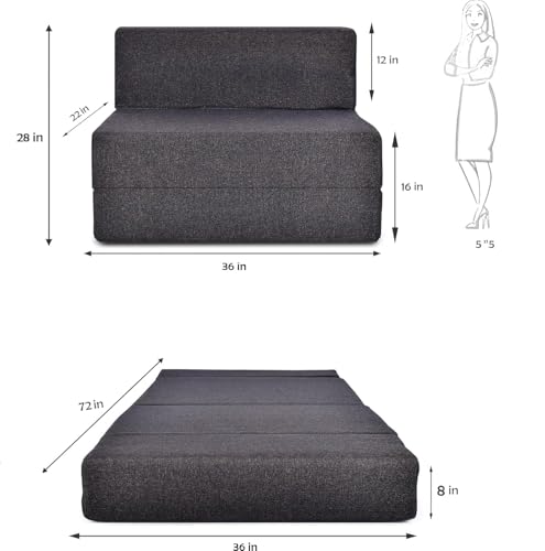 Image of Convertible Sofa Chair Bed, 3-in-1 Sleeper Chair with Foldable Design, Modern Upholstered Lounge Accent Chair, Space Saving Single Sofa Bed for Living Room, Bedroom & Small Spaces (Brown (FA100))