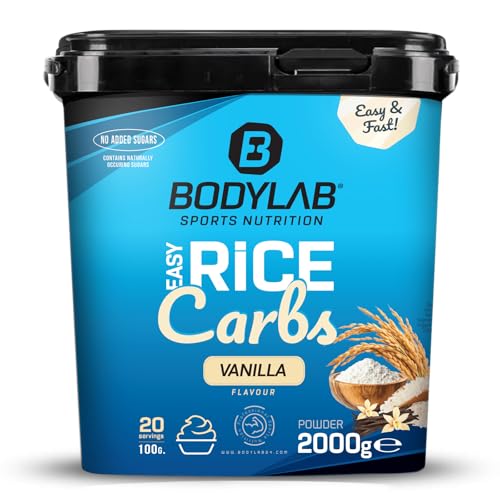 Bodylab24 Easy Rice Carbs Vanille 2kg, Energiequelle aus 100% natürlichem Reismehl, glutenfrei, ohne Zuckerzusatz, fettarm
