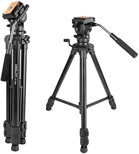 Video Tripod with Fluid Head, Kamisafe VT-1500 Heavy Duty Tripod Camera Stand Fluid Head Tripod for Video Camera DSLR Camcorder Nikon Canon Sony with Carry Bag, Extends to 65", Max Load 22 lbs
