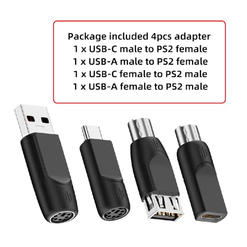 Adaptador USB-C a PS/2 Cablecc, pack de 4 piezas miniatura 5