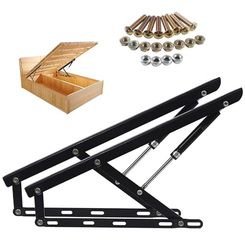 Pack de Sistema Completo de Elevación Hidráulicos Profesional para Canapés, Incluye Bisagras Pistones Tornillería, Sistema Lateral 61cm,75cm,90cm,110cm,120cm,150cm, Movilidad para Cama Abatible(61cm/2