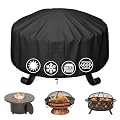 MR. COVER Fire Pit Cover Round 36 Inch, Heavy Duty 600D Waterproof Windproof Fire Pit Table Cover, Rip-Proof Fade Resistant Outdoor Firepit Cover with Straps and Built-in Vents, 36 Dia x 20 H