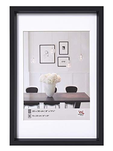walther design Marco de fotos negro 40 x 50 cm con passepartout, Marco de plástico Steel Style ES050B