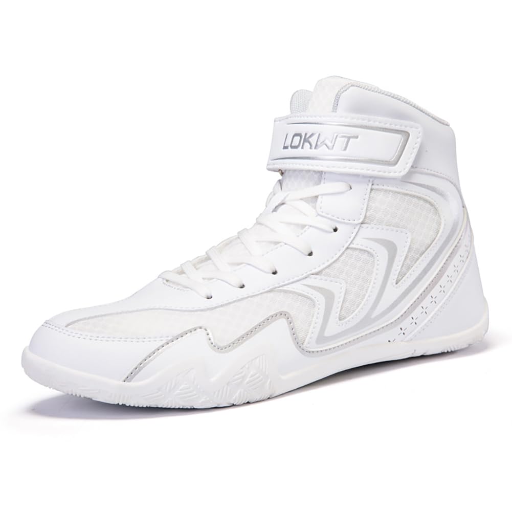 Sneakers Boxe Combat Alte Design alla Moda Fascia Caviglia Regolabile Tomaia Traspirante Suola Antiscivolo Allenamento Palestra Stile Urbano