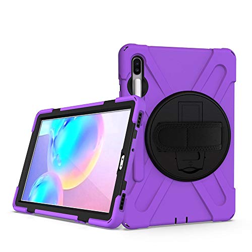 Sansee Funda para Samsung Galaxy Tab S6 10.5 Pulgadas SM-T860 T865 2019 Tablet, antigolpes de Silicona y PC Funda Trasera Protectora automática de Dormir/Despertar con Correa de Mano, Unisex, Morado