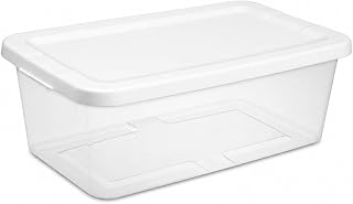 6 Quart Clear Plastic Storage Bin with Snap-On Lid, Small Stackable Organizer Container, White Lid, Compact Storage Solution for Home, Kitchen
