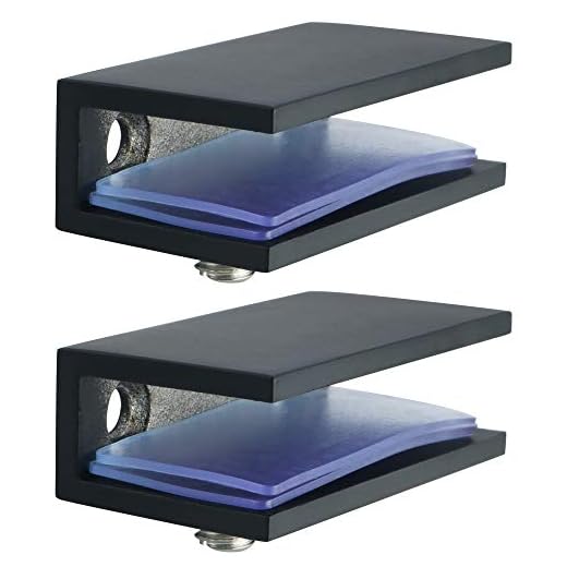 Alise Glass Shelf Bracket Adjustable Shower Brackets,Heavy Duty Rectangle Clamp Holder for 8-12mm Glass Shelves,Wall Mount SUS 304 Stainless Steel Clamps Clip Support Panel Hardware,Black(Pack of 2)