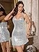 Meetjen Women's Sparkly Glitter Dresses 2025 Sleeveless Spaghetti Strap Sequin Party Sexy Club Vegas Dress Silver XL