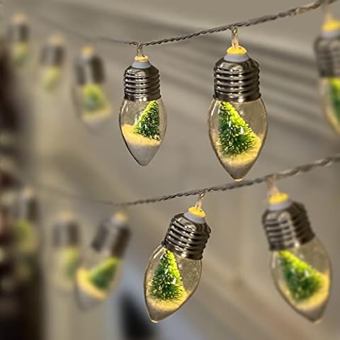 VVolf Christmas Tree Lights for Indoor, Snow Globe String Lights, Christmas Snow Globes String Lights Battery Operated, 7.5FT Snow Globe Lights with 10 LED Clear Bulbs Cover