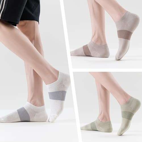 Mottee&Zconia Men's Low Cut Ankle Socks Comfy Mesh Top Anti Skid Cotton Little Tab at Back Socks 6 Pack (8-11)4
