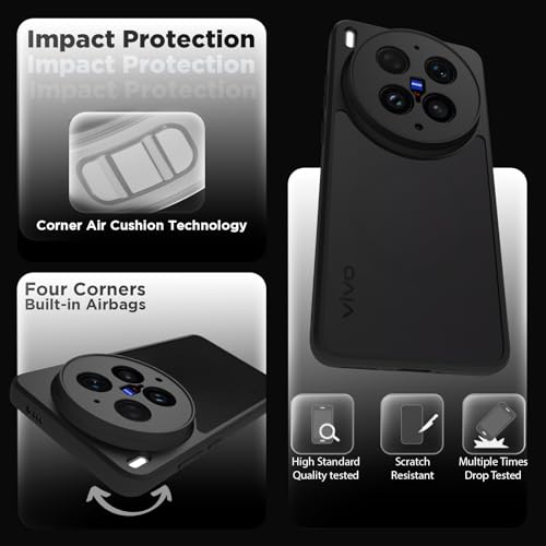 Image of RIGGEAR Shockproof Sleek Hybrid Armor Back Cover Case for Vivo X300 Ultra 5G (Smoke Black Matte PC + Black TPU Bumper)