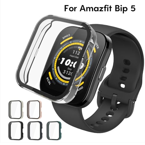 Protective Cover Fit For Bip 5 Waterproof Screen Protector Shell Smartwatch Onepiece Case Housing Glass Film Accessories Watch Shells Case Bumpers Protector Protective Case Watch Clear Protector Cover