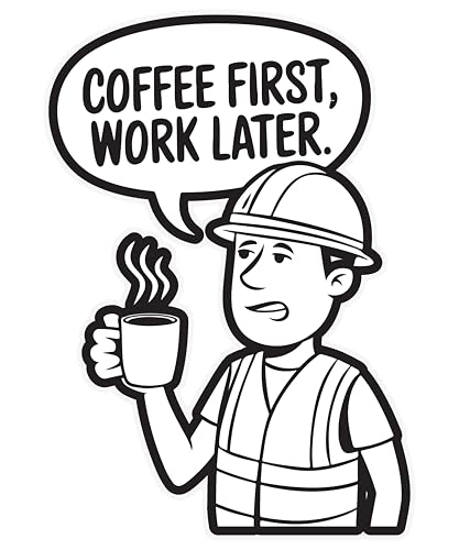 Image of STICKY DUDE Coffee Sticker, Worker Coffee Decal, 4 inches - Yeti Cup Vinyl Waterproof Sticker Decal Car Laptop Wall Window Bumper Sticker (Coffee.First)