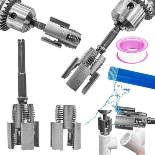 Integrated Internal & External Pipe Threading Tool, Pipe Thread Cutting Tool, PVC Rethreading Tool for Water Pipes,1/2