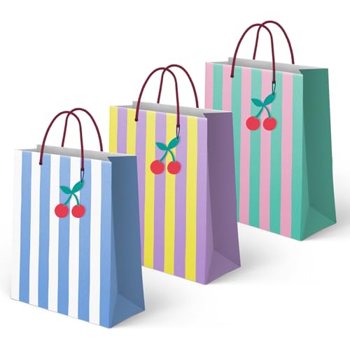 OH YEAH - 3 Sacos de presente pequenos com riscas - 18 x 10 x 24 cm - bolsas para presentes temáticos - aniversário, aniversários e detalhes especiais - detalhes personalizados - presente único