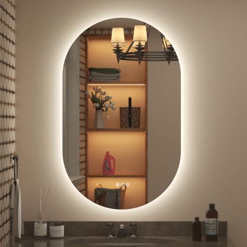 Image of 40x24 Inch Oval Backlit LED Bathroom Mirror with Lights
