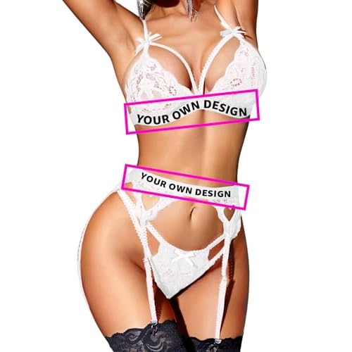 RSLOVE Women Lingerie Sets with Garter Belt 3 Piece Lace Teddy Babydoll Bodysuit Small Black