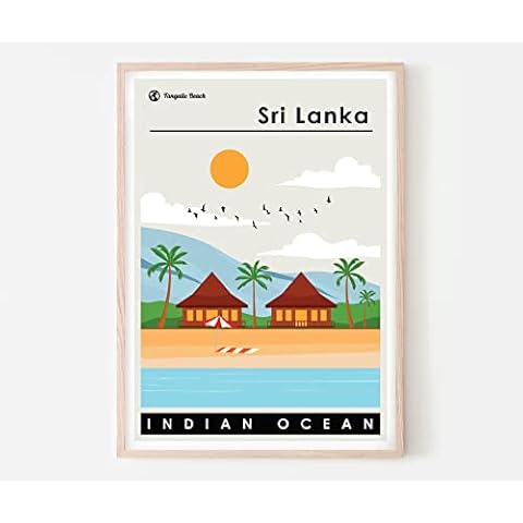 habyl Sri Lanka Print - Travel Poster for Wall Art with Minimal Design of Landscape in A3 Large Size (No Frame Included) Cover