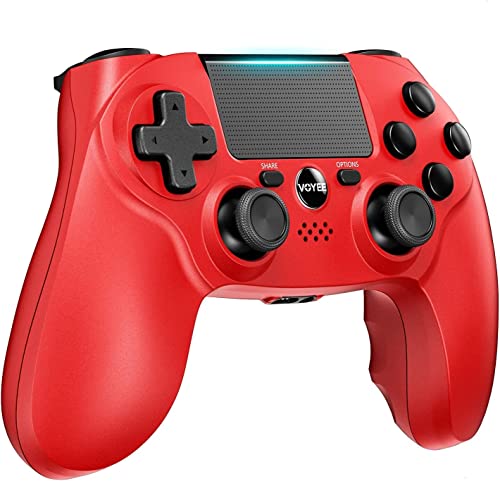 VOYEE Wireless Controller Kompatibel mit Play-Station 4, Hochleistung Dual Vibration Gamepad Joystick 6-Achsen mit Audio Funktion Wireless Controller Kompatibel mit PS-4 /Pro/Slim (Rot) Cover