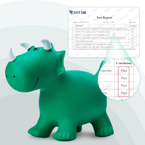Image of EVERICH TOY Dino Bouncy Hopper, Ride on Animal Horse Toy for Toddler 18M+ | Inflatable Dinosaur Hopping Toy for Boys Girls, Indoor Outdoor Horse Toy for 2 Year Old Kids, Gift for 2 3 4 5 6 Yrs W / Pump