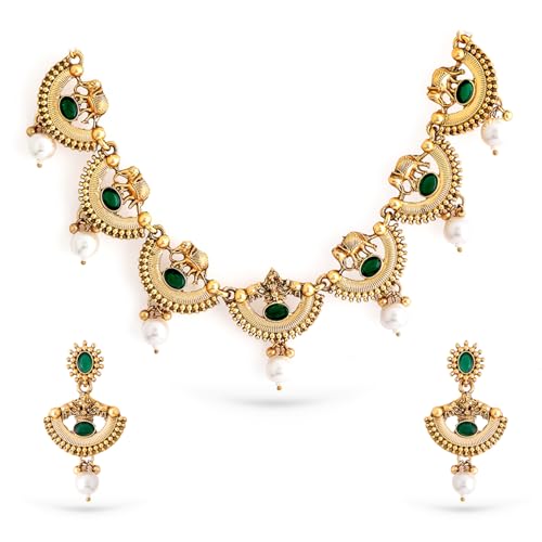 Image of Rubans Necklace Set Gold Plated Traditional Stylish Jewellery Gift for Women & Girls