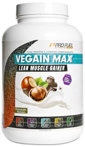 Weight Gainer CHOCOLATE HAZELNUT 3kg, 570+ kcal pro Portion, VEGAIN MAX Muscle Mass Gainer, hoher Protein-Gehalt 30% + komplexe Kohlenhydrate, ohne Maltodextrin & Dextrose, laktose-frei & vegan