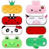 Chivertion 16 Pcs Cute Cartoon Pencil Cases Bulk Zipper Animal and Fruit Plush Pencil Pouch Boxes Japanses Kawaii Stationery Bag, Back to School First Day of School Supplies