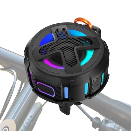 Amélioré, Enceinte Vélo Pro, avec Support de Guidon, Bluetooth V5.4, IPX7 étanche, Boîtier en Silicone, Navigation de Diffusion, Bassup 10W, Autonomie 15-24H, Crochet, Accessoires de Bicyclett Moto