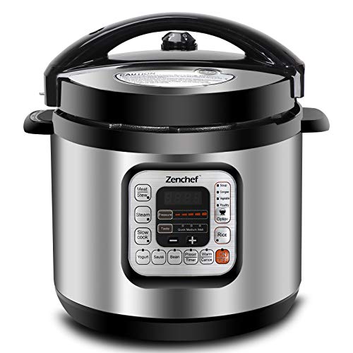 Zenchef 11-in-1 5th-Generation Stainless Steel 6Qt Electric Pressure Cooker w/Rice Scooper, and Measuring