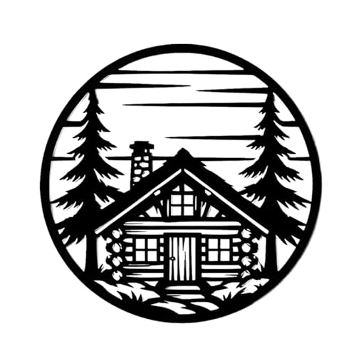 Forest Cabin Landscape Metal Wall Art Decor Outdoor Decor Metal