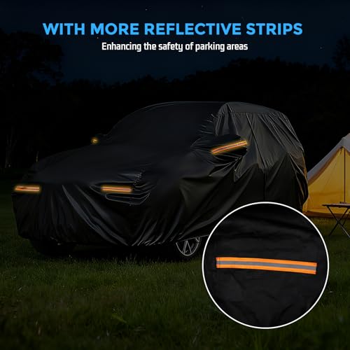 Image of Winter Car Cover for Ford Explorer 1991-2025, Heavy Duty SUV Full Car Cover | Waterproof All Weather Outdoor for Hail Snow Ice Rain Sun UV Dust Protector, with Driver Side Zipper & Reflective Strips