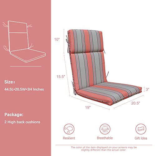 Bossima Sunbrella Indoor Outdoor High Back Chair Cushions Red Striped Replacement Patio Chair Seat Cushions Set Of 2, Cultivate Tandoori #TOP2