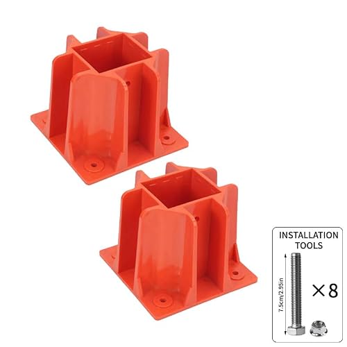 AHSUM Reusable Guardrail Base 12-Pack | Upgraded Rib-Reinforced Bottom | Durable ABS Construction | Fits Standard 2×4 Lumber | Non-Penetrating Roof Layout | Includes Washers (2)