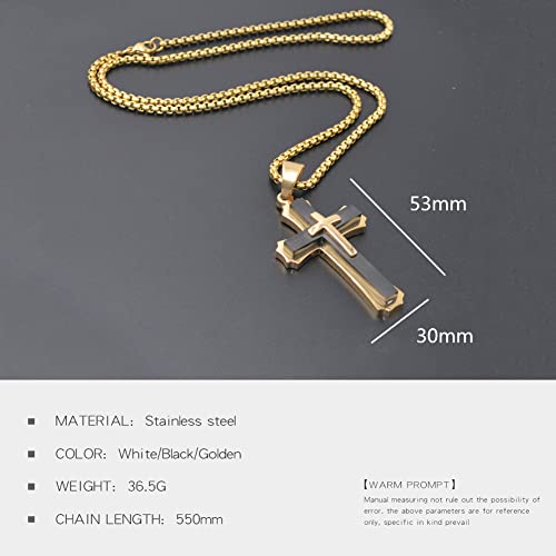 OLEVS Mens Cross Pendant Necklace Large Stainless Steel Cross Pendant Necklace for Men Women3
