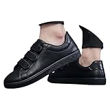 Flache Turnschuhe für Herren, weite Passform, flache Öffnung, Kunstleder-Sneaker, dicke Unterseite, rutschfest, niedrig, Schnürschuhe, Outdoor, athletisch, Workout, Turnschuh, runde Zehe, einfarbig