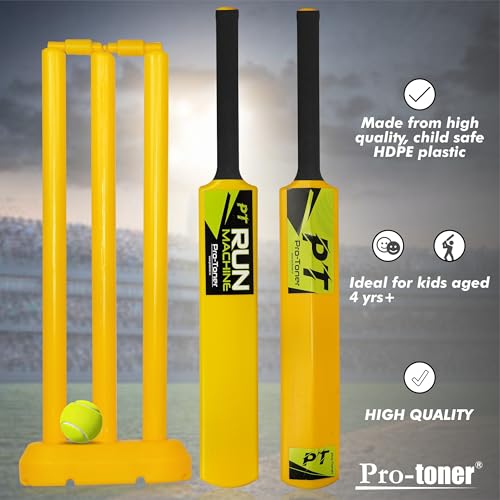 Protoner Kids Cricket Set with 1 Plastic Bats, 3 Stumps and Ball, Yellow 6 41PV0ZtrX8L