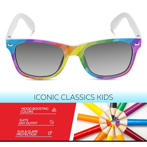 Image of Retro Rewind Kids Sunglasses for Boys Girls Age 3-12 - Shatterproof UV400 Toddler Children Sun Glasses