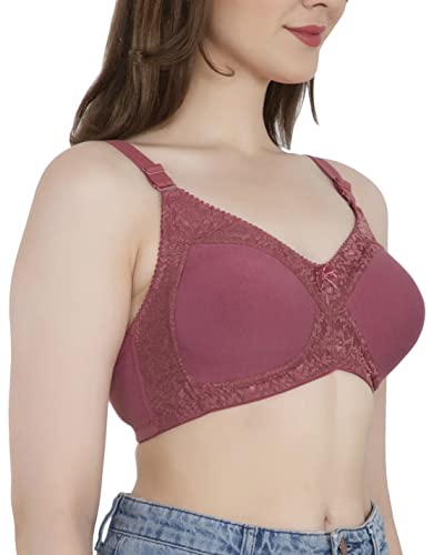 Image of Women's Seamless Padded Bra | Full Coverage | Cotton Stretch Fabric and Nylon Lace | Broad Adjustable Straps