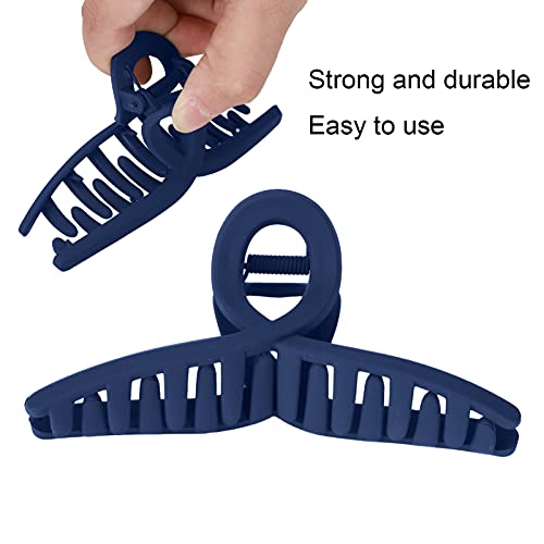 Navy Blue Medium Hair Claw Clips - Non-Slip Acetate Sheet Hair Clips for Girls & Women - Multi-Purpose Makeup, Cooking & Face Washing - Image 2