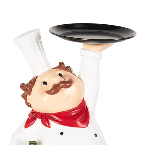 Escultura Decorativa Chef en Polystone Blanca 9"x6"x13" miniatura 3