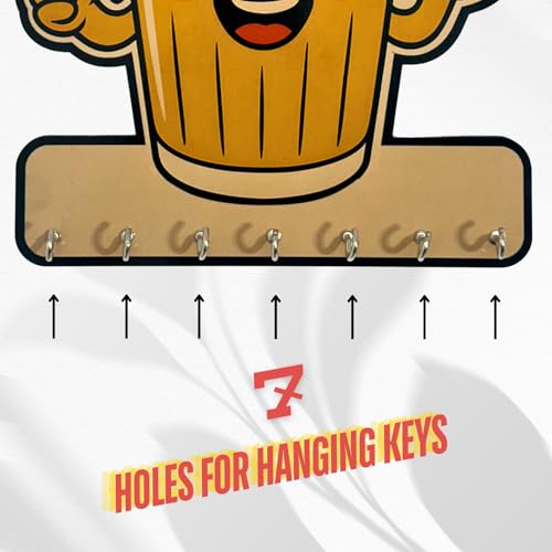 Image of Funny Tea Lover Wall Key Hanger for Kitchen & Cafe Decor | Artistic MDF Decor with 7 Hooks | Premium Wooden Key Holder for Home /Office Decor /Key Hanger for Wall Decor,Decorative Item for Home