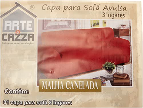 Capa Para Sofa Canelada 3 Lug, Arte Cazza, Tabaco
