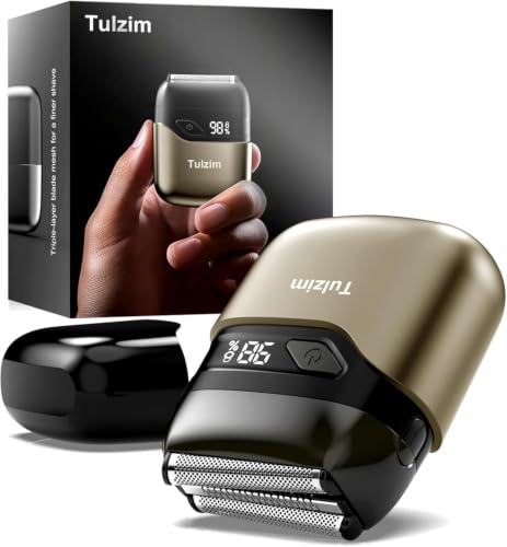 Image of Tulzim Electric Foil Shaver: 3D Blades & IPX7 Waterproof, Light Brown | Electric Razors for Men with LED Display: 100-Min Runtime, USB-C Fast Charge - Face Shaver with Travel Lock for Beard