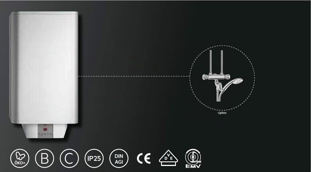 AEG Wandspeicher DEM 80 Comfort EL, Warmwasserboiler 80 Liter, energiesparend mit 3 Eco-Funktionen, hochwertige Isolierung, gradgenaue Temperaturwahl, 230 V mit Stecker, VDE geprüft, 234192