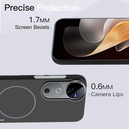 Image of KARWAN️Magnetic Ultra Slim-Fit Back Case Cover for Vivo V40 |Hard PC Case Cover| Ultra-Thin & Light Weight with [Ultra Premium Feel] Case for Vivo V40(6.8 inch)(Black)