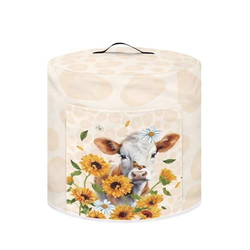 DISNIMO Sunflower Cow Pressure Cooker Cover for Women Dust-proof Cover for Rice Cooker Air Fryer Kitchen Appliance Covers with Top Handle and Pocket Home Kitchen Decor