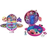 Polly Pocket GYK91 - KLEIN – GANZ Gross Freizeitpark Rucksack & FRY38 - World Flamingo Schwimmring Schatulle Puppen Spielset, zum Sammeln, Mädchen Spielzeug ab 4 Jahren [Exklusiv bei Amazon]